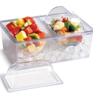 New in box serve ware for cold items with ice tray - 2 bowl chiller on ice